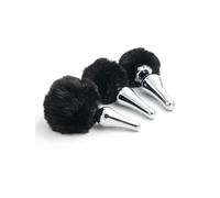 BONDAGERIE® Queue de lapin noir avec prise anale longue effilée, taille M