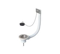 Bonde à bouchon pour évier 1 bac D60 avec trop-plein grille inox