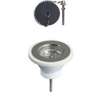 Bonde à bouchon pour évier 1 bac WIRQUIN D60 sans trop-plein grille inox