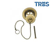 Bonde à bouchon pour lavabo bidet et évier Ø 70 Chaînette 42 cm laiton vieilli - TRES 9134746051