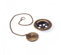 Bonde à bouchon pour lavabo, bidet et évier diam70 mm avec chaînette de 42 cm Laiton Mat - TRES 03474601LM