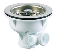 Bonde à panier - VALENTIN - 00 408000 000 00 - Inox - Ø orifice 90 mm - Pour évier épais (0-25 mm)