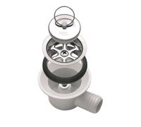 Bonde à Siphon SMEV - Sortie Coudée - Tuyau 20 mm - Grille Chromée et Bouchon