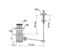 Bonde automatique pour lavabo laiton avec tirette verticale VALENTIN 00 100100 000 00