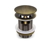 Bonde clic clack lavabo automatique laiton bronzé 1" 1/4 universel pour lavabo salle de bain et bidet bronze antique bruni finition bronzée diamètre 40 mm avec trou de trop-plein
