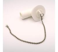 Bonde d'angle pour évier camping-car ou caravane échappement de 20 mm, plastique blanc avec bouchon et chaîne en métal, joint en caoutchouc noir