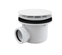 Bonde de douche DN 90 - Coude d'écoulement - Siphon - Siphon - Bouton de douche - Plaque de recouvrement ABS - Blanc