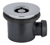 Wirquin 30723743 Bonde de douche Tourbillon à sortie horizontale pour receveurs ø90 avec dôme en ABS, chromé, Gris