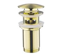 Bonde de Lavabo avec Trop-plein, Keymark Laiton Universelle Pop Up Clic Clac Evier Système de Vidage pour Siphon Salle de Bains, Or Brossé