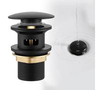 Bonde de lavabo avec trop-plein noir - Bonde de vidange pour lavabo - Valve pop-up Click Clack - Avec trop-plein - G 1¼