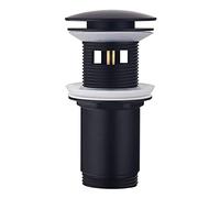 Bonde de Lavabo avec Trop-plein Noir Mat, Keymark Laiton Universelle Pop Up Clic Clac Evier Système de Vidage pour Siphon Salle de Bains,