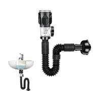 Bonde de lavabo avec trop-plein, tuyau de vidange, pop-up, bouchon de vidange, siphon flexible, en PVC, noir, pour cuisine, évier, salle de bain