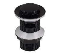 Bonde de lavabo clic-clac en ABS corps et capot noirs mâle 1'1/4 (33x42) avec trous de trop-plein NOYON & THIEBAULT Capot clic clac diamètre 38 mm. Installation facile par serrage du contre-écrou.