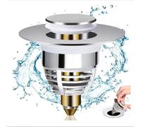Bonde de lavabo - FOLAYA - Universelle - Acier inoxydable - Orifice 32-42mm - Clic-clac