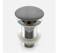 Bonde de lavabo/vasque pop-up gris ciment mat raccord standard G1 1/4" en laiton chromé collection salle de bain LITO