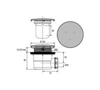 Bonde de receveur à capot métal rond 117mm pour douche D90 sortie horizontale - - 00 571500 000 00
