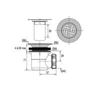 Bonde de receveur D60 + grille D85 horizontale inox - - 00 575200 000 00