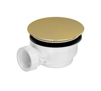 Bonde de Receveur Diamètre 90 mm - Capot Or Doré Brossé - Evacuation Horizontale