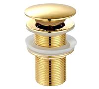 Bonde de vidange universel pour lavabo et évier Moderne soupape pop-up Click Clack - Siphon avec trop-plein, laiton, acier inoxydable, doré (sans trop-plein)