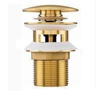 Bonde de vidange universelle pour lavabo et évier Garniture de vidange moderne avec soupape pop-up Click Clack - Siphon avec trop-plein, en laiton, acier inoxydable, doré (trop-plein)