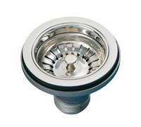 Bonde d'évier 90 mm, panier manuel, plateau inox 115 mm, sans trop plein