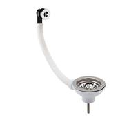 Bonde d'évier de cuisine avec trop-plein avec panier filtrant, 90 mm - Chromé