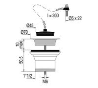 Bonde d'évier inox avec bouchon-chaînette sans trop plein - VALENTIN - 00 705100 000 00