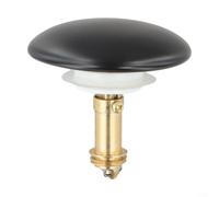 Bonde d'évier pop-up en laiton de 66 mm de diamètre pour lavabo et baignoire avec fonction simple pression pour actionner (noir)