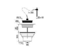 Bonde d'évier PVC D60 55l/min avec bouchon-chaînette - - 00 701500 000 00