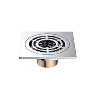 Bonde Douche Inoxydable Carrelage Insert carré de Sol des déchets Grates Siphon Drain Passoire en Acier Inoxydable Couverture(Brass Y85803)