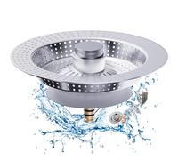 Bonde evier Cuisine et Bouchon évier, 3 en 1 Bouchon evier Cuisine et Filtre evier Cuisine en Acier Inoxydable pour Accessoire evier, Protections idéales pour Grille evier Cuisine Argenté