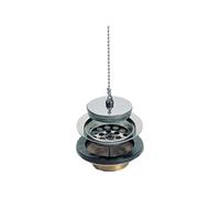 Bonde évier laiton avec grille inox + bouchon