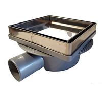 Bonde horizontale / Siphon à carreler Inox 13x13 cm