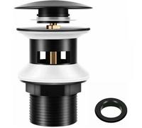 Bonde lavabo pop-up sans trop-plein G1 1/4"" - Système clic-clac laiton noir mat sans outil Label