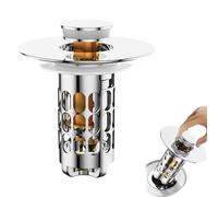 Bonde Lavabo Universel, avec Flitre Cheveux de Vidange Anti-Odeur Anti-Bloqué, Filtre de Lavabo de Salle de Bain, Bouchon Evier Cuisine, Filtre de vidange, pour Baignoire d'Évier de Cuisine, 62mm