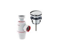 Bonde lavabo universelle vis centrale Quick clac Laiton/Chromé + Siphon lavabo D32 WIRQUIN Neo