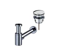 Bonde lavabo universelle vis centrale Quick clac Laiton/Chromé + Siphon lavabo WIRQUIN Linéis Mini Laiton/Chromé