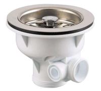 Bonde à panier avec grille inox pour évier épais D90 sans trop plein - VALENTIN - 00 408000 000 00