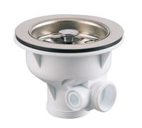 Bonde à panier avec grille inox pour évier épais D90 sans trop plein - - 00 408000 000 00