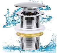 Bonde Trop-Plein, Déchets d'Évier Bassin, Bonde de Vidage Sans Trop-Plein, Bonde Vidage Sans Trop-Plein, Bonde Pop Up Automatique Installation Sans Outil pour Salle Bain, Lavabo (Chrome) - Style D