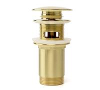 Bonde universel avec trop-plein, valve de vidange pop-up en laiton massif pour lavabo et lavabo, installation sans outils, or brossé avec trop-plein