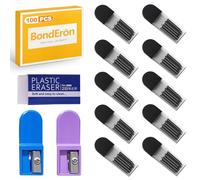 BondEron Lot de 100 mines de rechange incassables 2 mm avec gomme taille-crayon, universelles, pour le dessin technique, la géométrie, l'école
