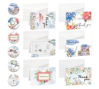 BondEron Lot de 6 cartes de remerciement de qualité supérieure avec enveloppes - Motif floral - Pour mariage, anniversaire, baptême, fête prénatale - Magnifiques cartes de vœux - Motif floral élégant