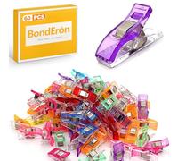 BondEron Lot de 60 pinces à coudre de qualité supérieure - Clips de couture solides - Alternative aux épingles - Idéales pour le patchwork, le matelassage et le bricolage - Multicolore