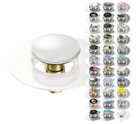Bondes de lavabo Pop-up Sanilo | Beaucoup de Jolies bondes Pop-up universelles avec Motif | bonde et Siphon (Blanc)