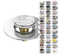 Bondes de lavabo Pop-up Sanilo | Beaucoup de Jolies bondes Pop-up universelles avec Motif | bonde et Siphon (Marbre)