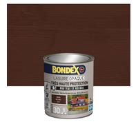 BONDEX - Lasure Opaque Très Haute Protection - Protège et Décore - Direct tous bois - Rendu parfait sans trace - 1 L Lasure Brun