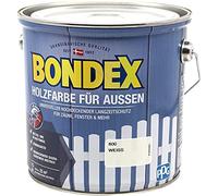 Bondex Peinture pour bois d'extérieur - 2,5 l - Blanc - Pour environ 25 m² - Résistante aux intempéries et aux UV - Respirante - Brillante