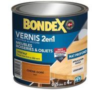 Bondex Vernis 2 en 1 Haute Résistance – Protège et embellit le bois – Chêne Doré Mat 0,25 Litre