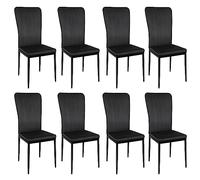 BONDGG Chaise de Salle à Manger,Chaise de Cuisine, Dossier Courbé/Ergonomique/Velours/Confortable et Simple,40cm x 37cm x 97cm(Lot de 2/4/6/8) Noir (8, Noir)